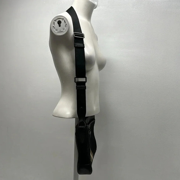 Coach Thompson Crossbody Bag Purse Jacquard Center Stripe Pebble Leather Black - Picture 2 of 12